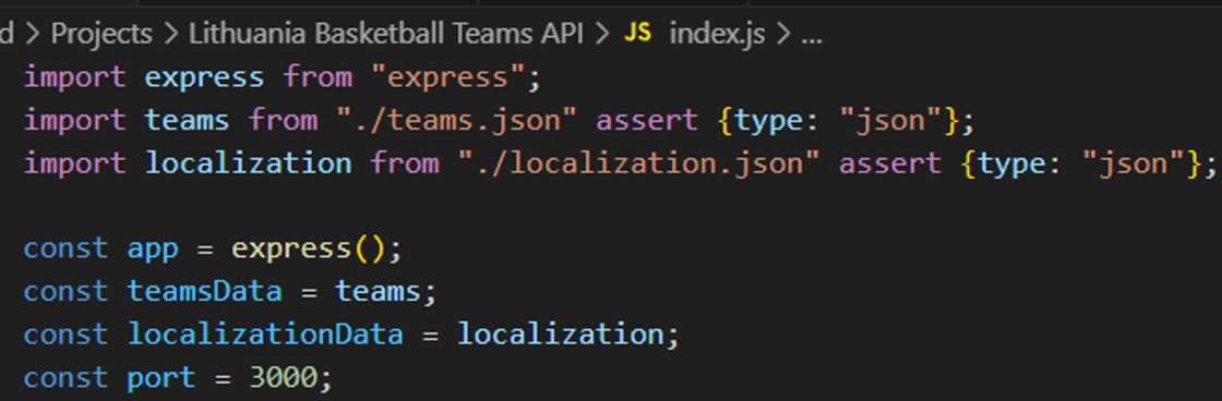 Importuoti json failai norint juos pasiekti Node.js platformoje