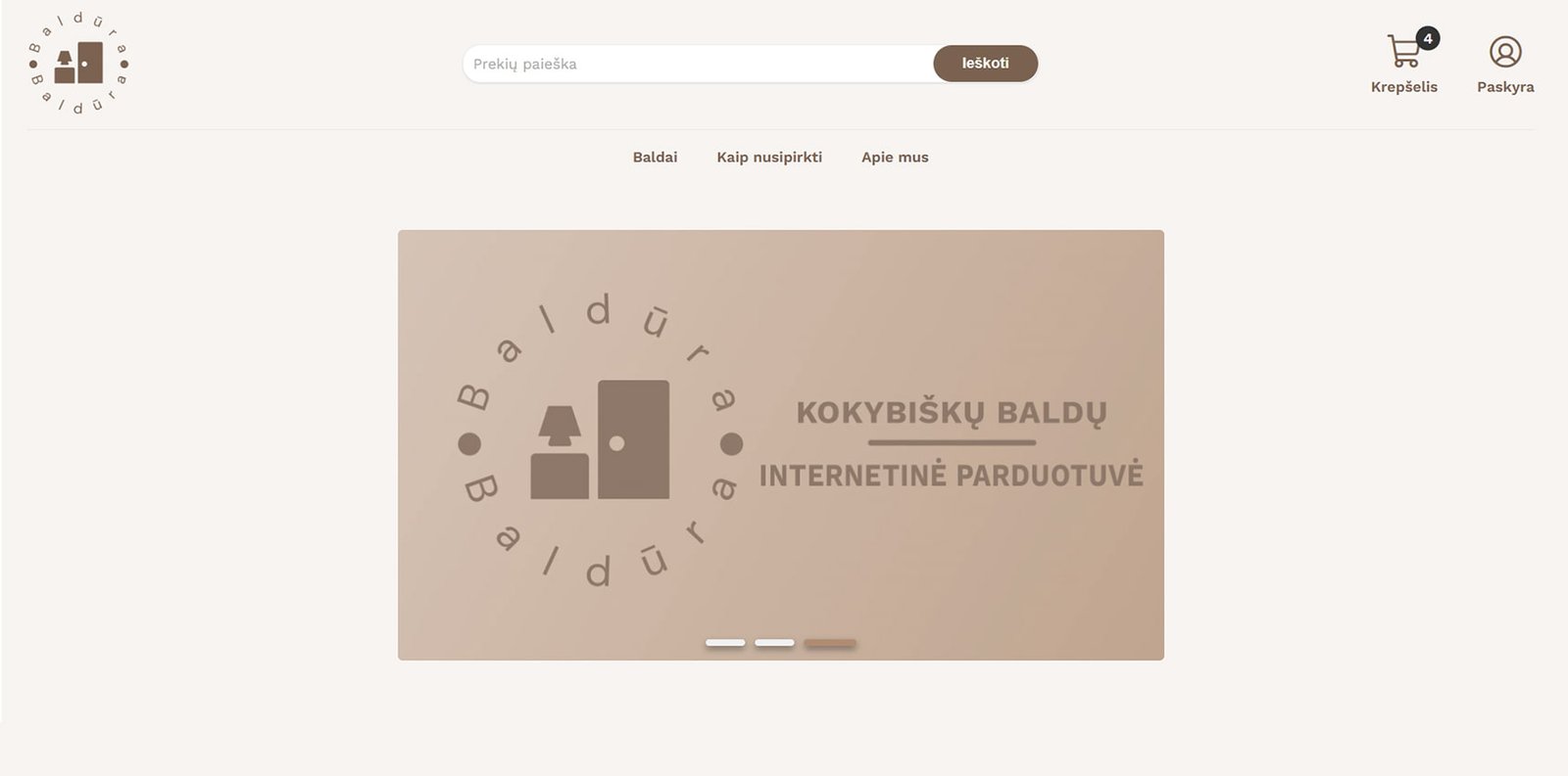 „Baldūra“ pagrindinis svetainės puslapis